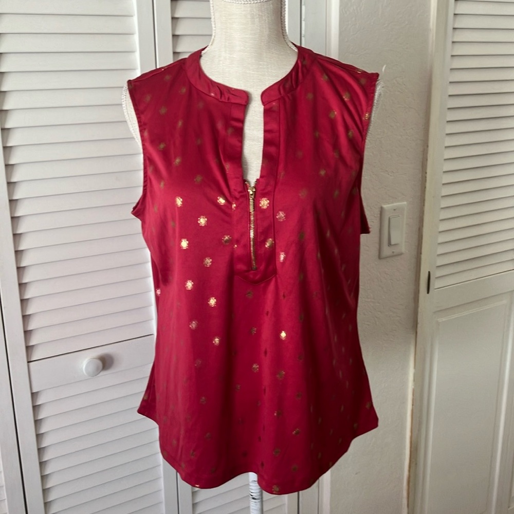 Alex & Parker burgundy wine with gold‎ sleeveless Top size XL